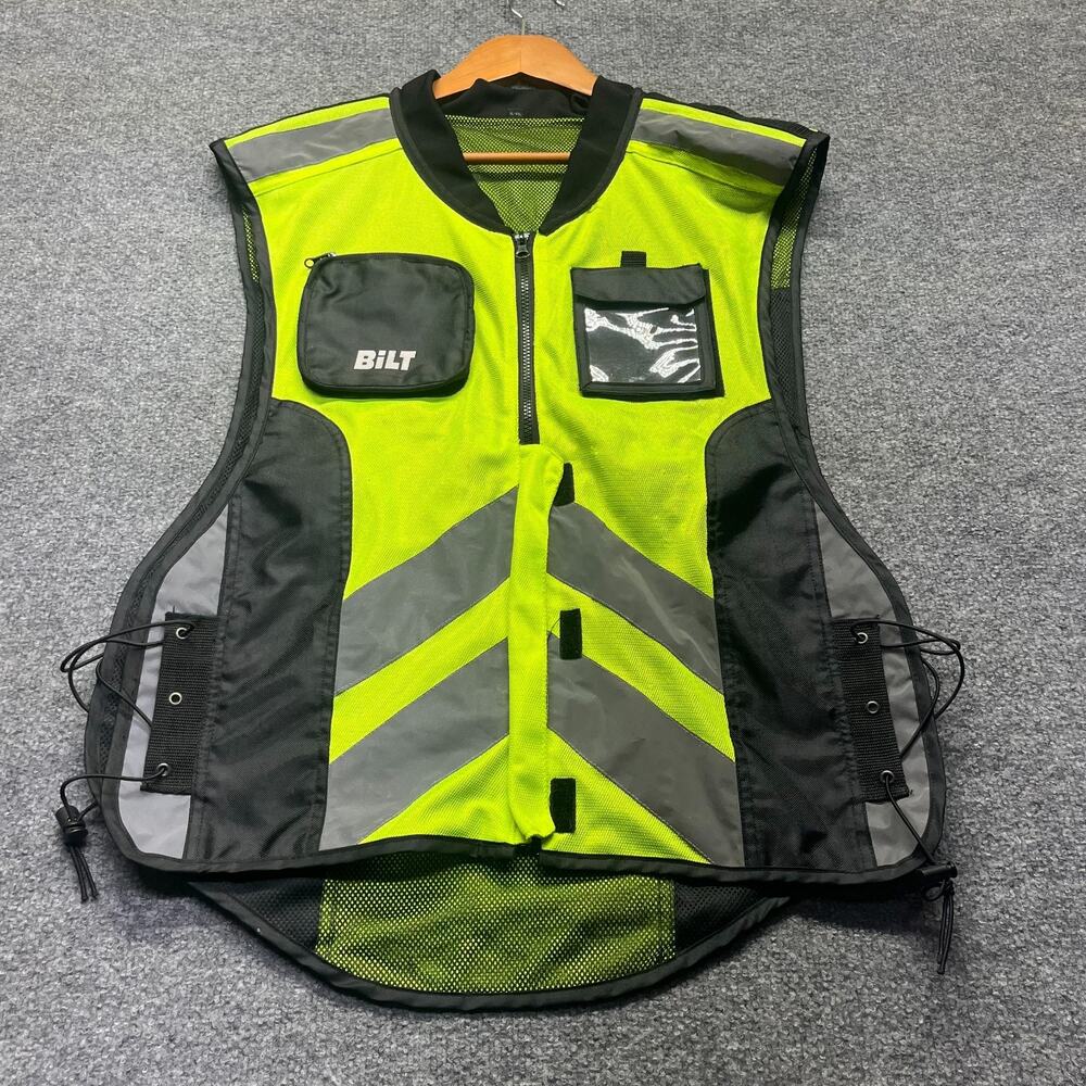 BILT High Vis Reflective Motorcycle Safety Vest Mesh Biker Yellow XL-4XL